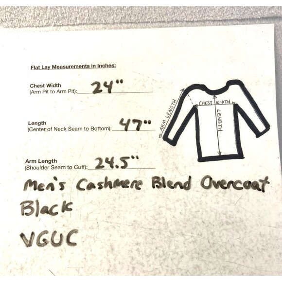 Allyn Saint George Black Cashmere Blend Notch Trench Coat Mens 38 S Overcoat - Picture 13 of 16